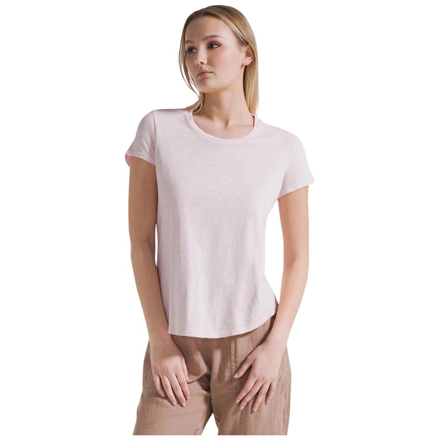 T-shirt a maniche corte in cotone flammè rosa da donna Deha | D4251357303